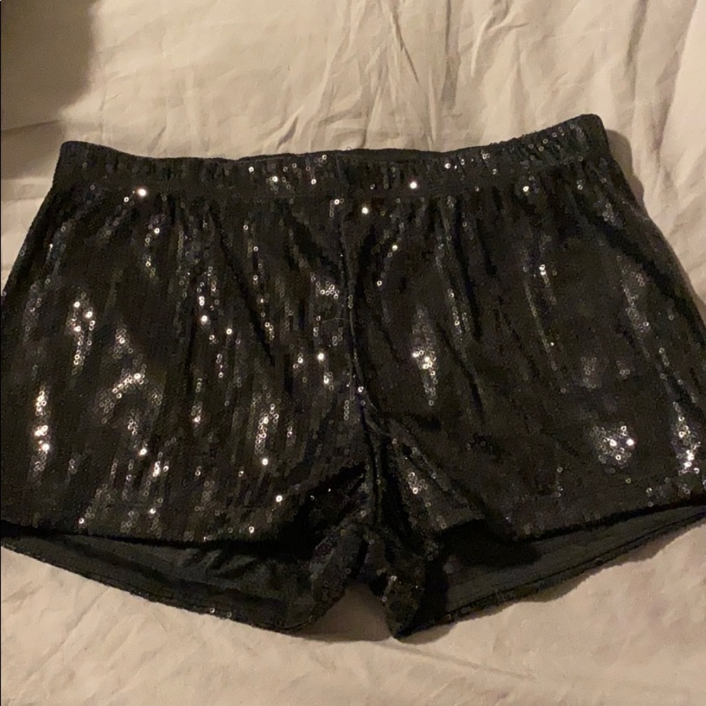 Black sequin shorts